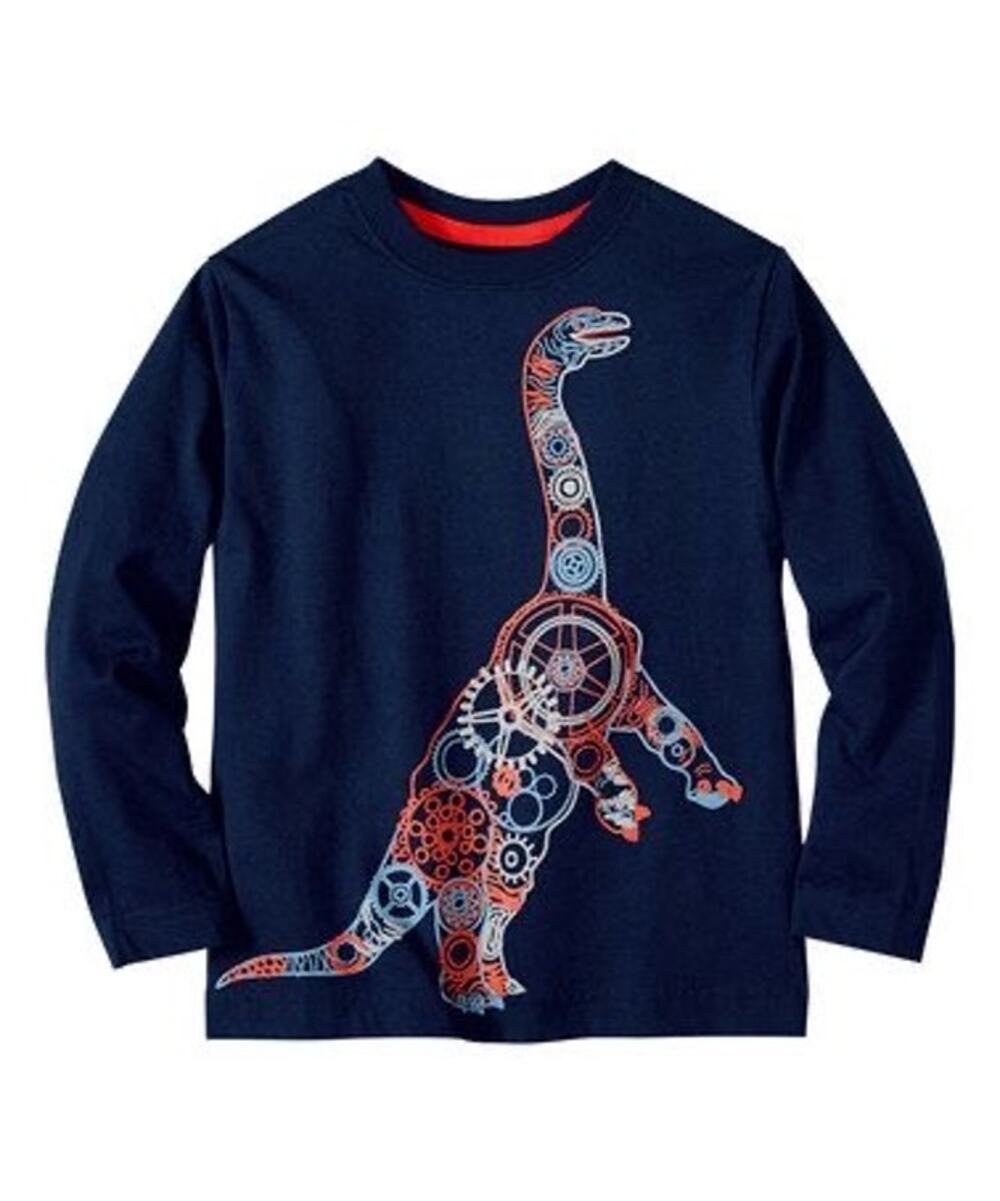 Hanna Andersson Kids 3T Navy Orange Dinosaur Long Sleeve Tee
